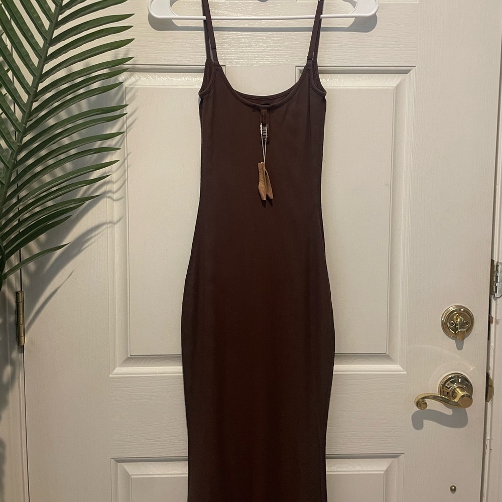 Skims soft lounge dress in cocoa